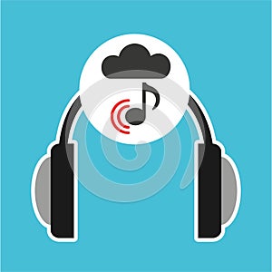 Music online cloud headphone music note connected