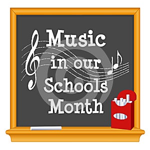 Music in Our Schools Month Wood Frame Blackboard, Red Box of Chalk