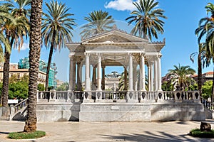 Music palette on Castelnuovo square, near Politeama Garibaldi theatre, used for outdoor concerts in Palermo, Italy