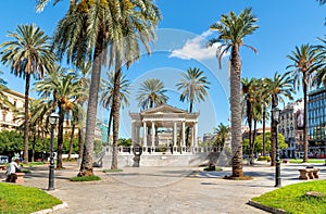 Music palette on Castelnuovo square, near Politeama Garibaldi theatre, used for outdoor concerts in Palermo, Italy photo