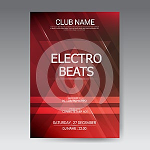 Music party EDM sound poster. Electronic club fun music. Musical event disco trance sound. Night party invitation. DJ flyer poster