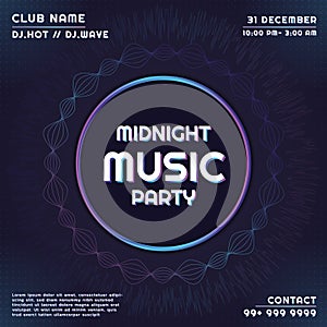 Music party midnight concept sound wave design purple color