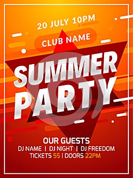 Music party poster background color abstract gradient flyer design. 3d modern summer dance club template