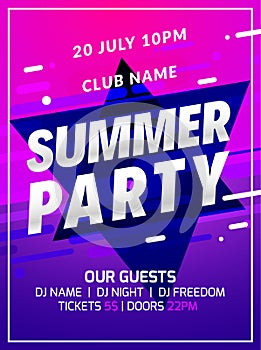 Music party poster background color abstract gradient flyer design. 3d modern summer dance club template