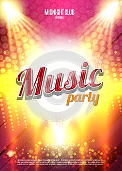 Music Party Poster Background Template - Vector Illustration.