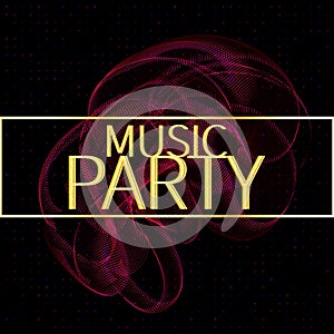 Music party. Sound waves. Neon.  Vector