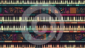 Music Pattern. Guitar. Piano Pattern. Piano Keyboard. Piano Keyboard Pattern.