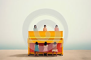 music people colourful illustration performance piano trend modern art concept. Generative AI.