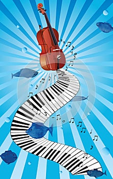 Music piano violin swirl card