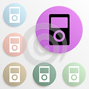 music player badge color set. Simple glyph, flat vector of web icons for ui and ux, website or mobile application