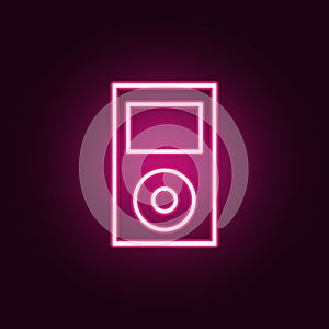 music player icon. Elements of web in neon style icons. Simple icon for websites, web design, mobile app, info graphics