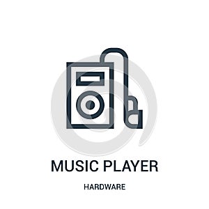 music player icon vector from hardware collection. Thin line music player outline icon vector illustration