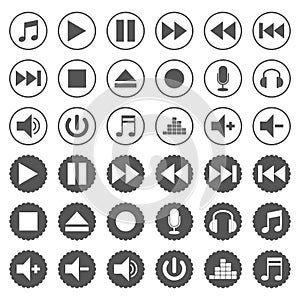 music player icons set