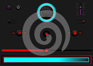 Music Player Interface Or Modern Audio UI Sound Volume Control Navigation Panel Set Of Different User Interface web Element