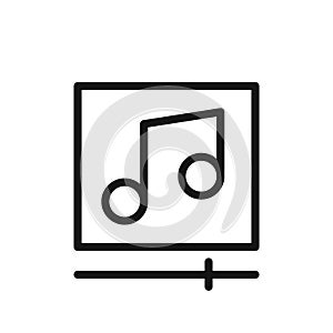 Music player line icon isolated on white background. Black flat thin icon on modern outline style. Linear symbol and editable