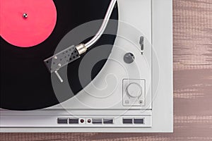 Music player for playing vinyl record, top view