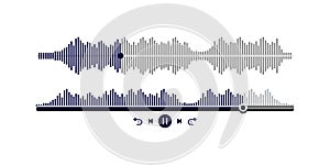 Music player user interface vector with play and pause button, progress bar