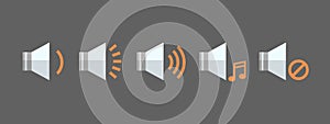 Music Player Volume Icon Set Audio Listening App Interface Button