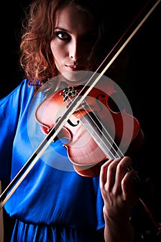 Music portrait of young woman.