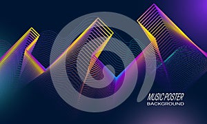 Music poster background design. Rock pulsation backdrop template photo