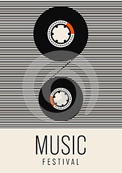 Music poster design template background with cassette tape vintage retro style