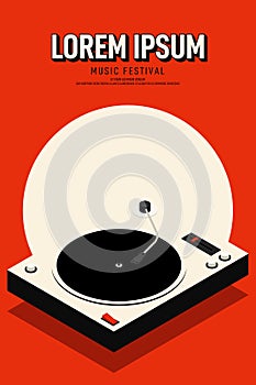 Music poster design template background with vinyl record modern vintage retro style