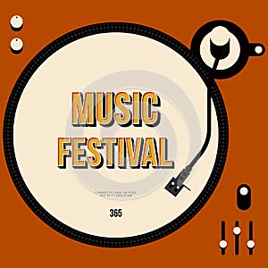 Music poster design template background with vinyl record vintage retro style