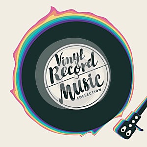 Music poster with vinyl record and player