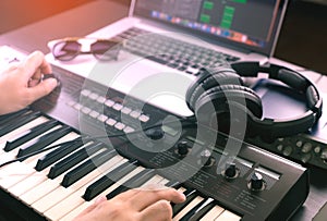 Music Producer is recording Music