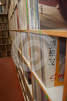 11 feb 2006 Music record shop interior with racks full of vintage vinyl records