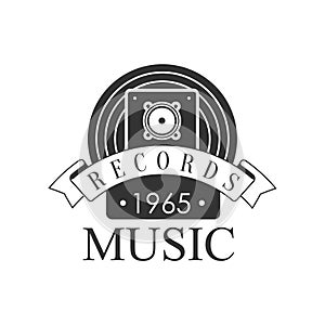 Music Record Studio Black And White Logo Template With Sound Recording Retro Speaker
