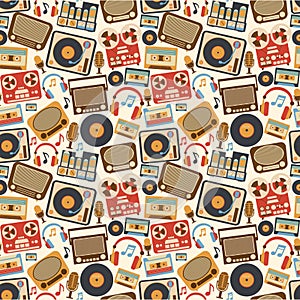 Music retro seamless pattern