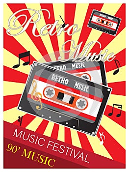 Music retro vintage poster, design for background