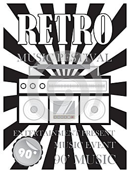 Music retro vintage poster, design for background