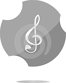 Music round glossy web icon on white background