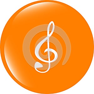 Music round glossy web icon on white background