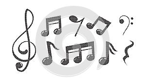 Music scale logo design. music note sign or symbol. musical scale icons. illustration element vector