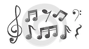 music scale or music note sign or symbol. musical scale icons element vector for banner material, background