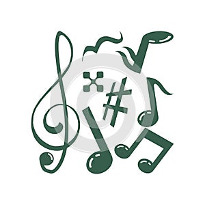 music scale or music note sign or symbol. musical scale icons element vector for banner material, background