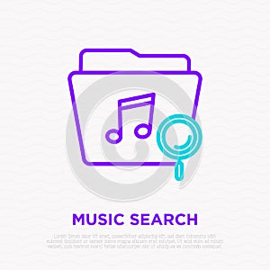 Music search icon: folder with note and magnifier