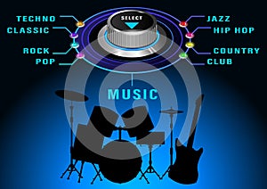 Music selest round control