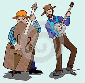 Music series- banjo and contra bass player