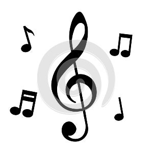 Music signs isolated black and white set, vector illustration