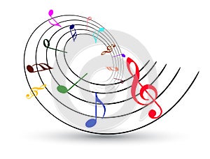 Music signs notes color design