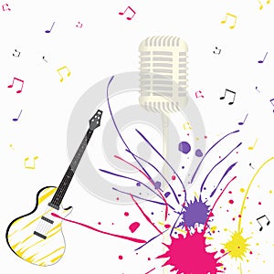 Music singing guitar with microphone