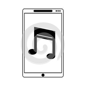 Music and smartphone black and white