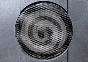 Music and sound. Front view of a sound system speaker