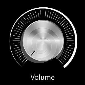 Music sound volume knob button  icon. Metal audio control dial switch level scale. Analog Rotary Switch