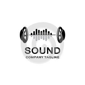 music sound wave logo icon vector, speaker and headset