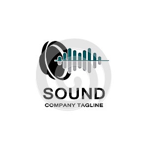 music sound wave logo icon vector, speaker and headset